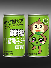 2016可可猴子儿童鲜榨椰汁包装设